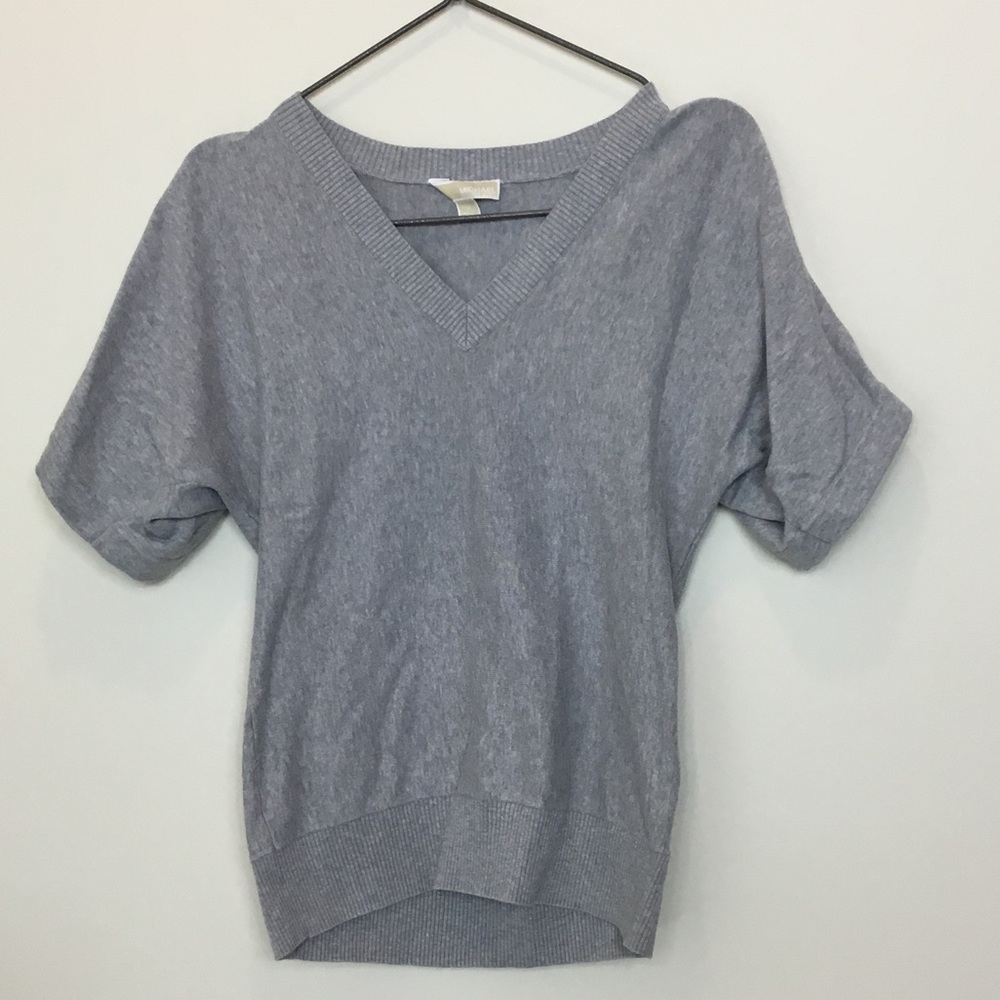 🟢 3 for $10 Micheal Kors Gray V-Neck peekaboo Sleeve Women's medium